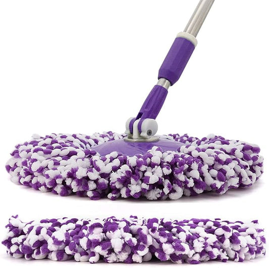 3 Pack Spin Mop Replacement Head, Round Shape Standard Size Microfiber Mop Head Refills for Hurrican, Mopnad, Casabell and Other Standard Size Spin Mop Systems