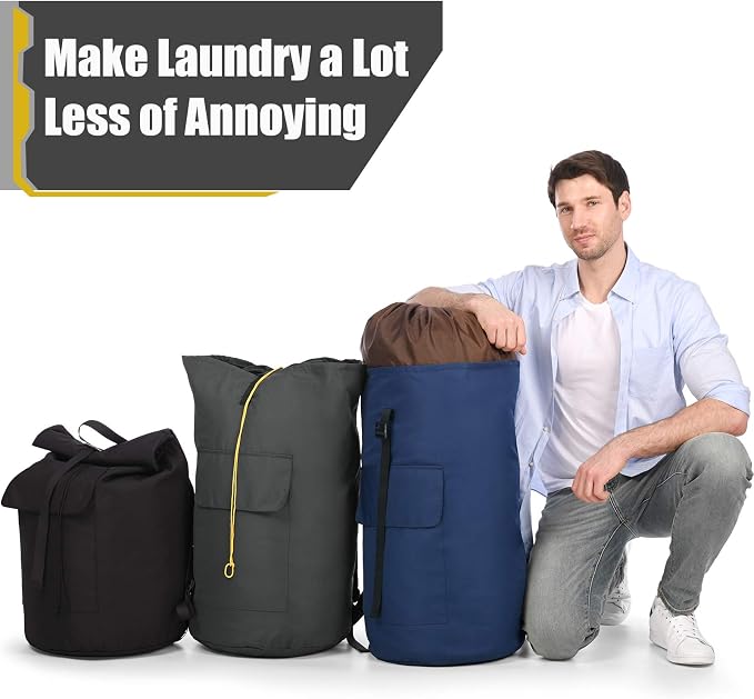 Backpack Laundry Bag, 115L Heavy Duty Extra Large College Laundry Backpack, Dirty Clothes Bag with Shoulder Straps, Laundry Hamper Bag with Drawstring Closure for College Dorm, Apartment Black