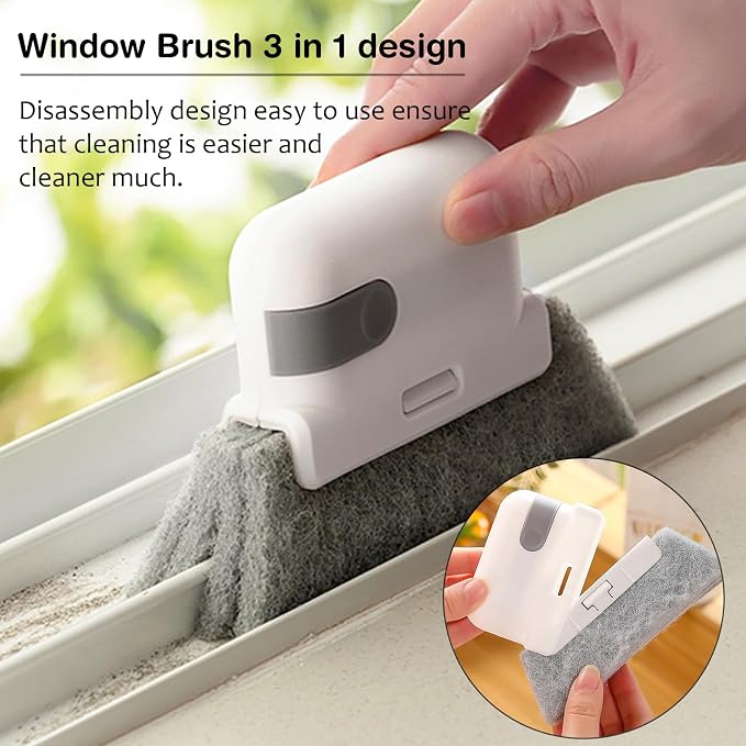 2pcs Window Cleaning Brush,Multifucation Groove Cleaning Brush for Household Use, 3-in-1 Window Sliding Door Track Cleaner, Sill, Tile Lines, Shutter, Car Vents, Keyboard, Small Spaces Clean Kit