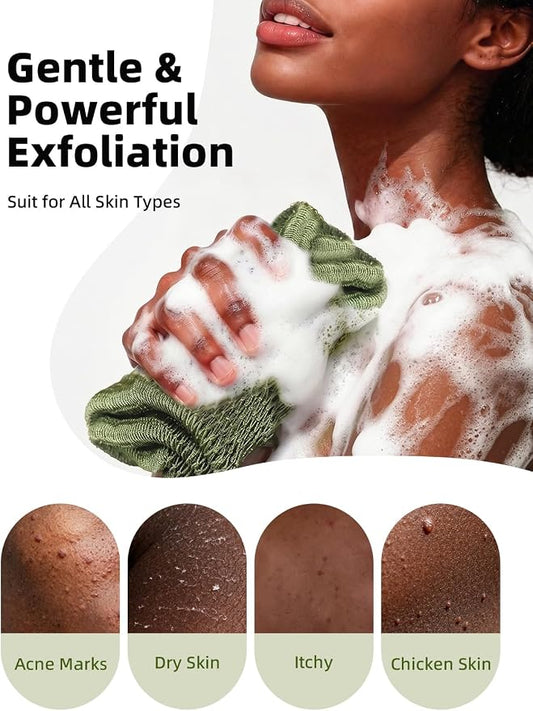 Cleangor 2Pcs African Net Sponge Authentic with Knots - Exfoliating Body | Scrubber for All Skin Types, African Bath Sponge, Wash Cloth, Gentle Exfoliation Shower Rag for Women Daily Use