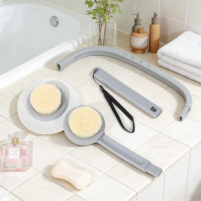31" Back Bath Brush for Shower with U-Shaped Long Handle, Curved Handled Back Sponge Washer, Back Scrubber for Shower for Men, Women, Elderly, Frozen Shoulder, Adaptive Equipment for Shower