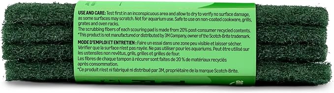 Amazon Basics Heavy Duty Scour Pads, Dish Scrubber for Kitchen + Outdoor, 4 Count, Pack of 1