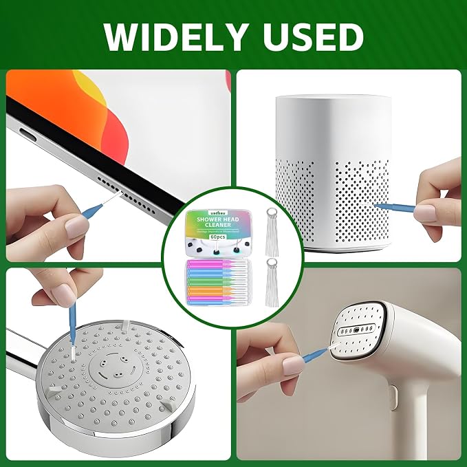 Multisize Shower Head Cleaner Tool Set, Shower Head Cleaning Brush for Small Hole Nozzle Unclogger, Anti-Clogging Cleaner with Storage Box for Bathroom, Faucet & Home Cleaning (60 Pcs)