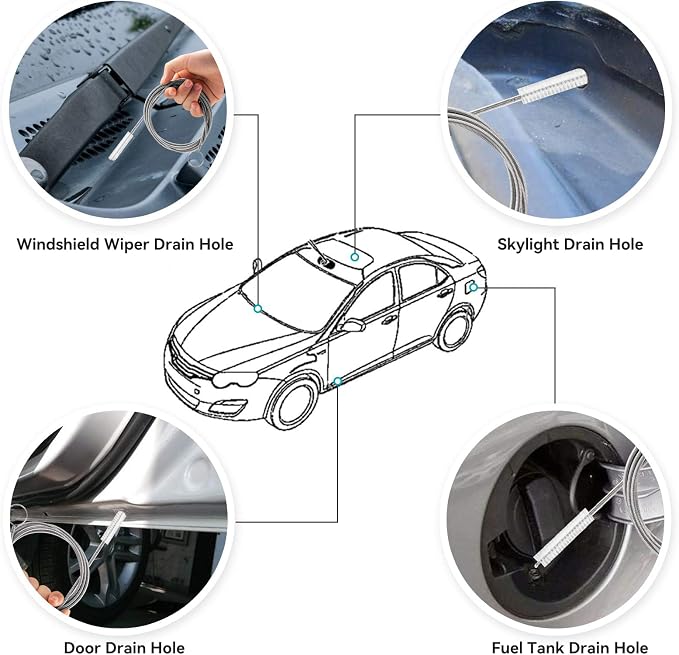 2-in-1 Drain Cleaning Kit-160 Inch Flexible Stainless Steel Drain Brush and 80 Inch Spring Drain Auger
