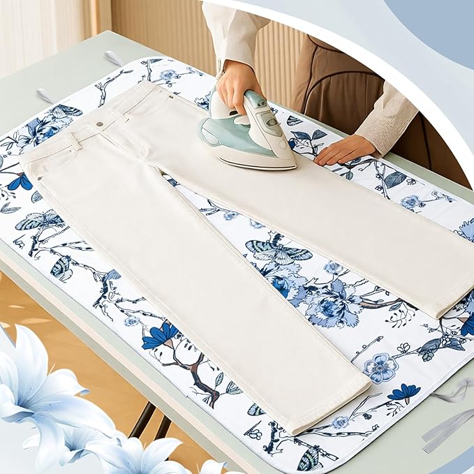 2 Pcs 33"x 19" Ironing Mat for Table Top Iron Anywhere Portable Ironing Pad for Steam Pressing on Tabletop or Bed, Heat Resistant, Portable, Quilting & Travel Blanket Iron Board Alternative Cover