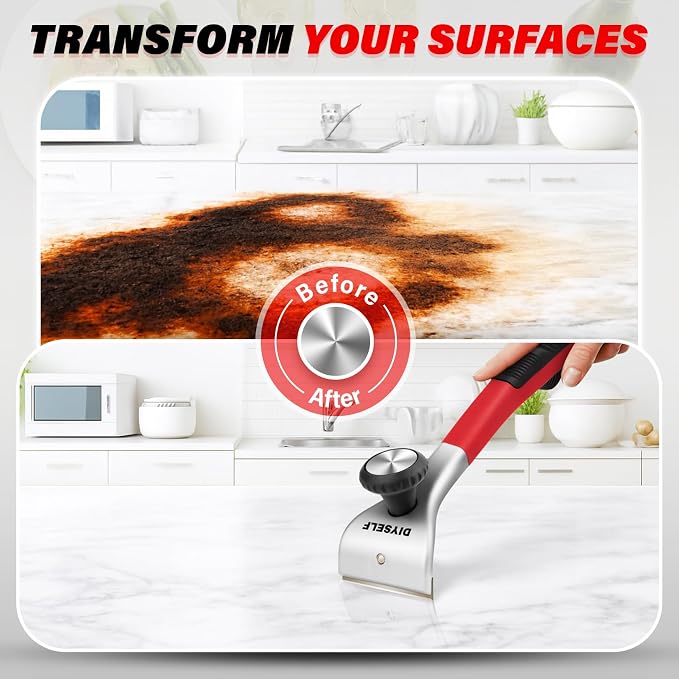 DIYSELF Carbide Scraper, 2-3/8 Inch Heavy Duty Paint Scraper for Wood | Putty Knife and Scraper Tool for Resin, Glue, Varnish, Rust & Dry Glaze, Carbide Scraper for Wood, Red & Black