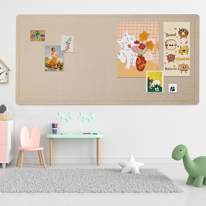Felt Bulletin Board 96x48 inches, Decorative Pin Board for Home & Office | Cork Board Alternative for Wall with Push Pins, Display Mood Board for Photos, Notes & Reminders