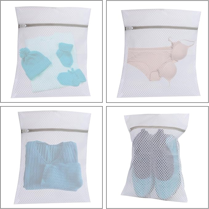 Set of 4 Mesh Laundry Bags, 12 x 16 Inches lingerie bags for washing delicates (4)
