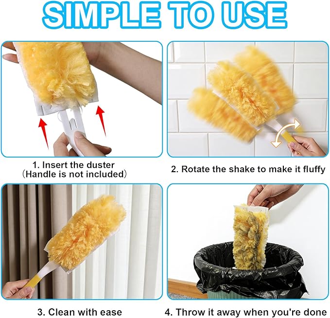 20 Pack Heavy Duty Duster Refills for Swiffer, Multi-Surface 360° Disposable Dusters Kit for Cleaning Dusting Electronics Furniture Blind Ceiling Fan (Handle is Not Included)
