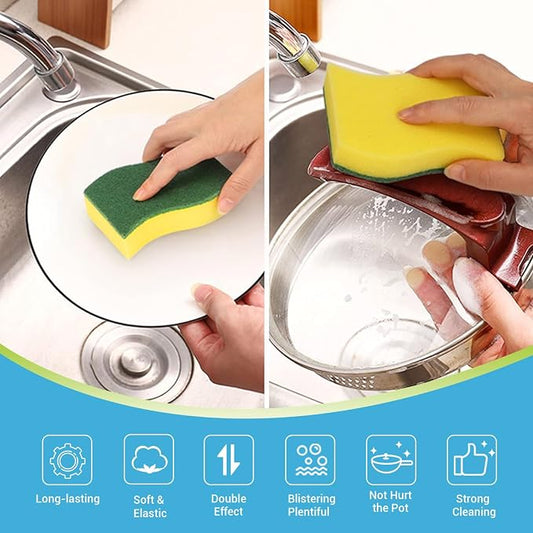 AIDEA Sponges Kitchen, 50 Pack Heavy Duty Dish Sponge, Cleaning Dish Scrubber for Home and Kitchen, Stink-Free Cleaning Supplies for Pots, Pans