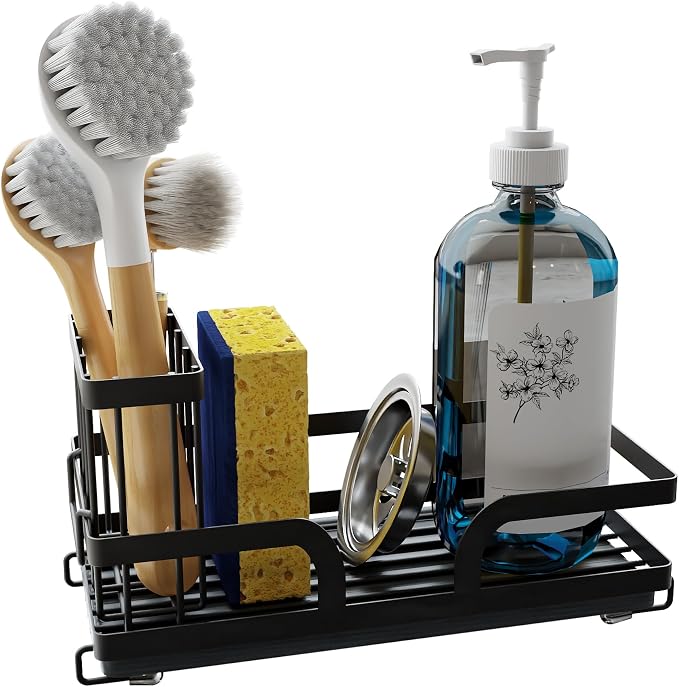 Sponge Holder for Kitchen Sink Caddy with Stone Drying Tray 1 PCS | No Draining Needed, Removable Brush Holder,Sink Caddy Organizer,Countertop Storage, Bathroom, Home Decor Accessories