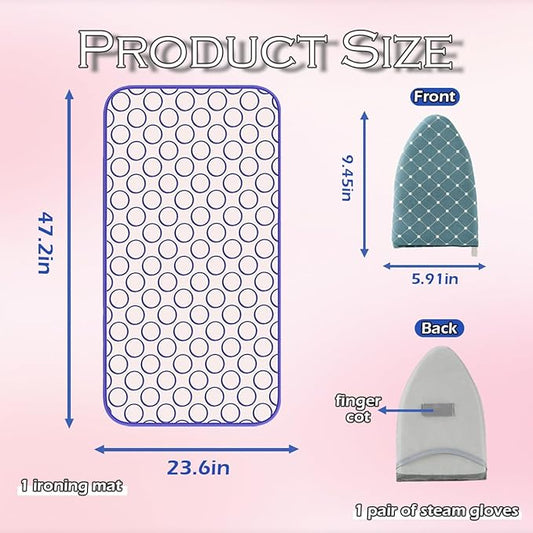 Portable Ironing Blanket Thick Ironing Mat Anti Slip for Table Top Foldable Over The Door Ironing Board Ideal for Home, Travel mall Spaces(Large 47.2"×23.6")