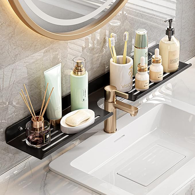 ROYALITA 24 Inch Acrylic Bathroom Shelf Organizer Over The Faucet, Over The Sink Shelf Room Decor, Bathroom Countertop Organizer Kitchen Above Sink Drain Shelf