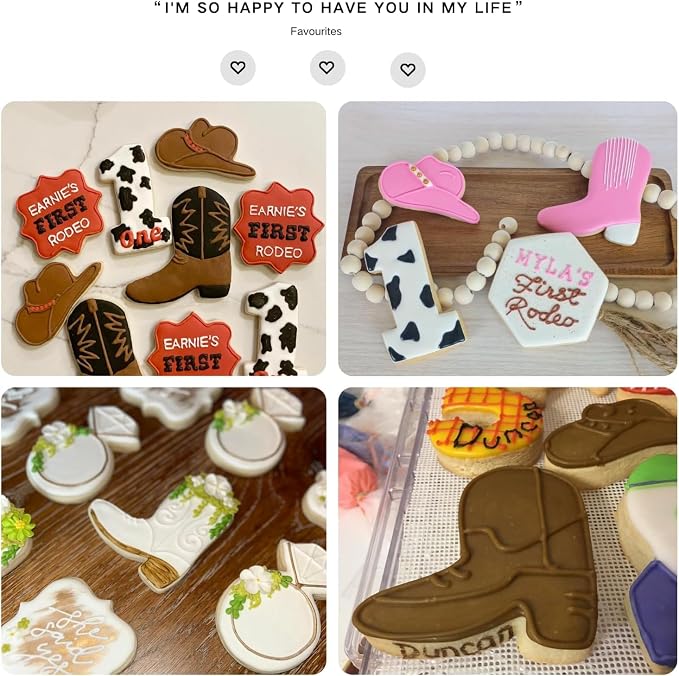 LUBTOSMN Cowboy Cowgirl Cookie Cutter Set-2 Piece-Cowboy Cowgirl Boot and Hat-Diswasher Safe-Cookie Cutters Shapes for Baby Shower Birthday Baking