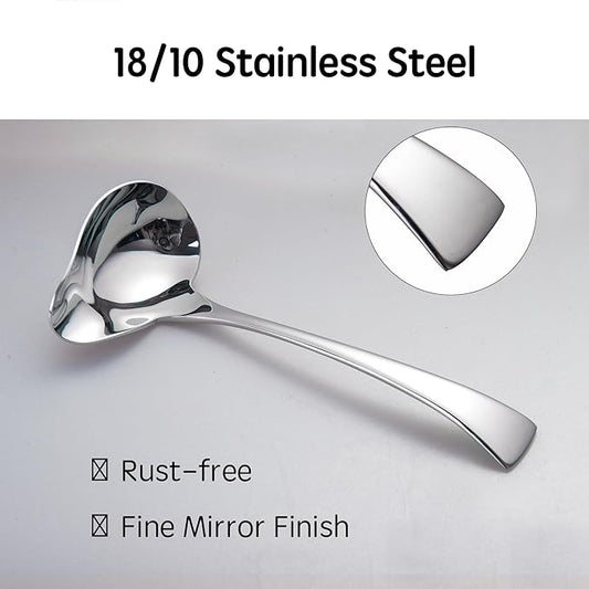 IMEEA 7-Inch Small Sauce Ladle with Pour Spout 18/10 Stainless Steel Drizzle Spoon for Gravy, Dressing, Sauce