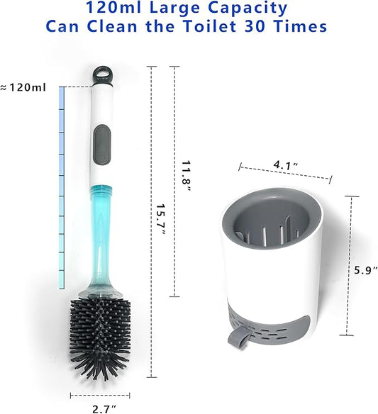 GREATLINK Silicone Toilet Brush with Holder, Non-Scratch Bendable Toilet Brush Scrubber for Curved Rim, Drip-Proof & Space Saving, Includes Adhesive Mount