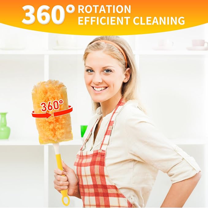 60 Count Larger Size Duster Refills for Swiffer Dusters with 1 Handle | Multi-Surface Feather Microfiber Duster Disposable Alternative, Heavy Duty Cleaning Kit for Home, Furniture, Blinds and Vent