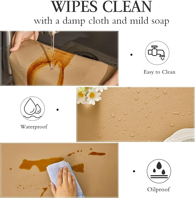 Beautysaid Shelf and Drawer Liner for Kitchen Cabinet Non Adhesive Non Slip | Shelf Paper Waterproof Washable Thickened for Dresser Pantry Shelve Bathroom Protector Liner(Beige,23.6 in x 10 FT)