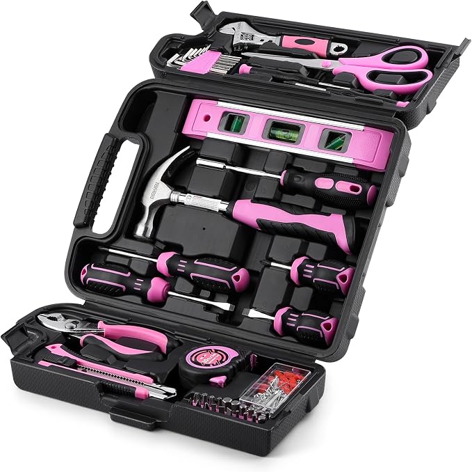 DOWELL 123-Piece Pink Home Repair Tool Kit for Women & Girls | All-in-One DIY Toolkit with Ergonomic Handles, Durable Toolbox, Non-Slip Grips | Perfect Gift for- Wives| Moms, Crafters