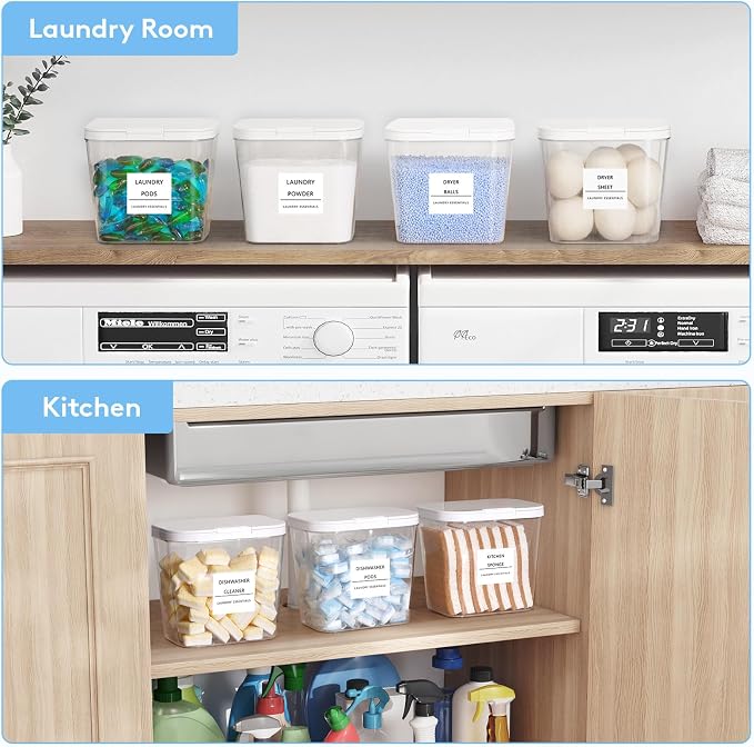 Lifewit Laundry Pods Container with Pop-up Lid, Coffee Pod K Cup Storage, Laundry Room Organization, Dryer Sheet Holder for Washing Powder Detergent, 2700 ml/0.72gal, 2PCS