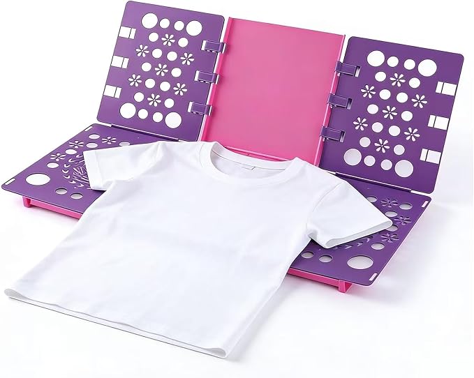 Color-Blocked Adult Folding Board, Purple and Pink Clothes Folder Organizer (Rose red and purple)