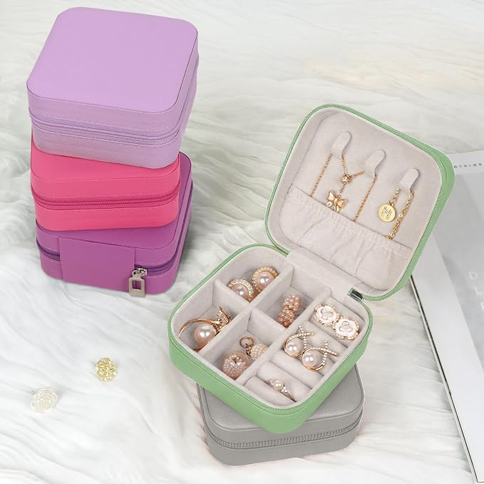MFXIP Travel Jewelry Case Small Jewelry Box Jewelry Organizer Storage Case Portable PU Leather Mini Jewelry Travel Case for Girls Womens Earring, Necklace, Rings,Bracelets
