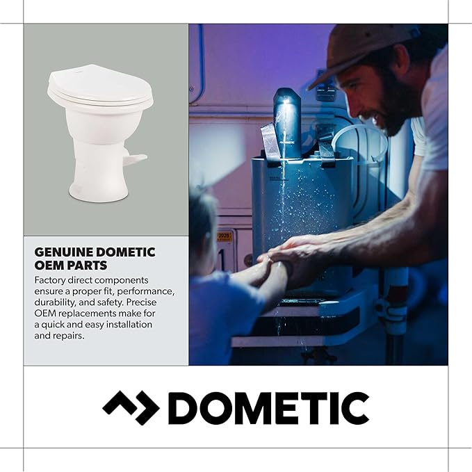 Genuine Dometic OEM Water Valve Kit 385311641 | For 300 and 400 Series Dometic and Sealand Toilets | Includes Hose Clamp and Fasteners | White Compact Kit for Efficient Repair and Replacement