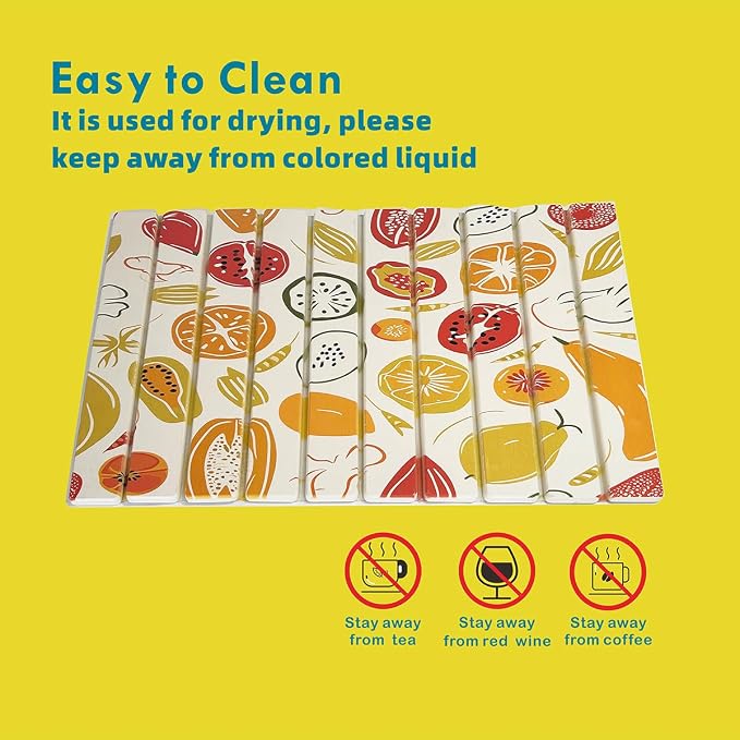 Large Stone Drying Mat for Kitchen Counter, 24"x16" Fast-Drying Super-Absorbent Diatomaceous Dish Drying Mat, Collapsible Dish Drying Stone for Dishes, Bottles, Cups, Any Countertop