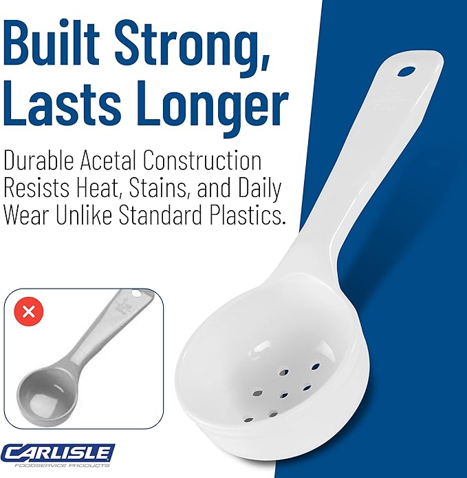 Carlisle FoodService Products Measure Miser Plastic Portion Scoop, Measuring Spoon with Long Handle for Kitchen and Restaurant, Polycarbonate, 3 Ounces, White