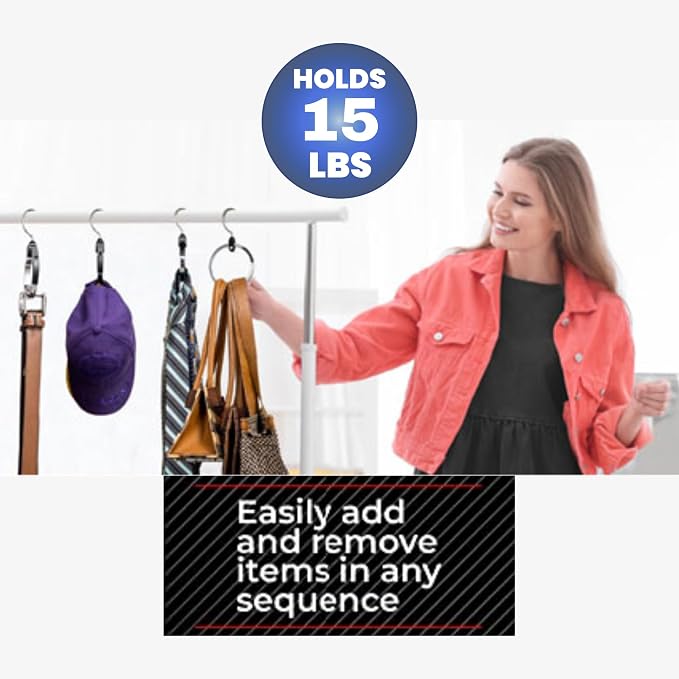 Rolly Hanger® Premium Closet Organizer, Rotating Aluminum Ring Hanger with 360° Swivel Hook, Space Saving Accessory Holder for Belts, Ties, Hats, Scarves, Purses & Handbags | Closet Organizer (2 Pack)