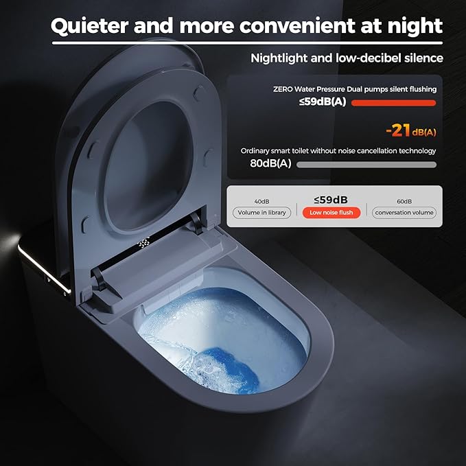 Smart Toilet with Bidet Built in,One Piece Bidet Toilet,Japanese Toilet for Bathroom with Remote Control,Modern Elongated Toilet with heated toilet seat,bidet warm water,Foot Sensor Operation