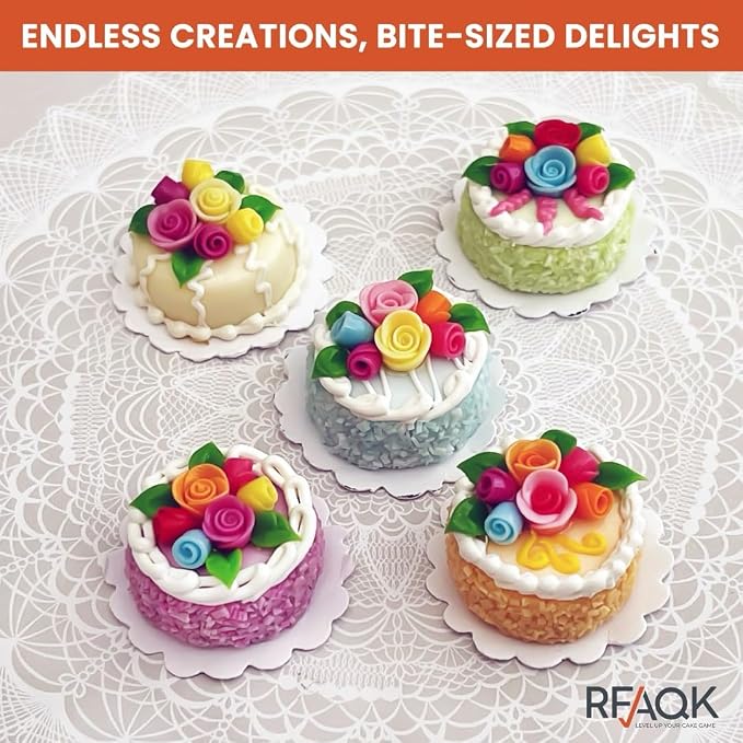 RFAQK 4 Inch Mini Cheesecake Pans Leakproof, 4pcs Small Nonstick Springform Pans with Removable Bottom, Includes 50pcs Parchment Papers, E-Book, Perfect for Baking Mini Cakes, Pizzas, Quiches & More!