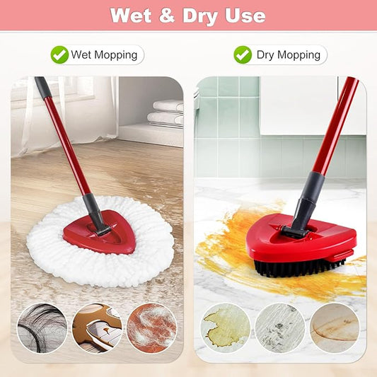 Mop Heads Replacement for Ocedar, Mop Replace Head for Ocedar EasyWring 1 Tank, Microfiber Spin Mop Refills, Include 2 Mop Replacement Head Deep Cleaning, 1 Mop Base and 2 Upgraded Scrubber Mop Head