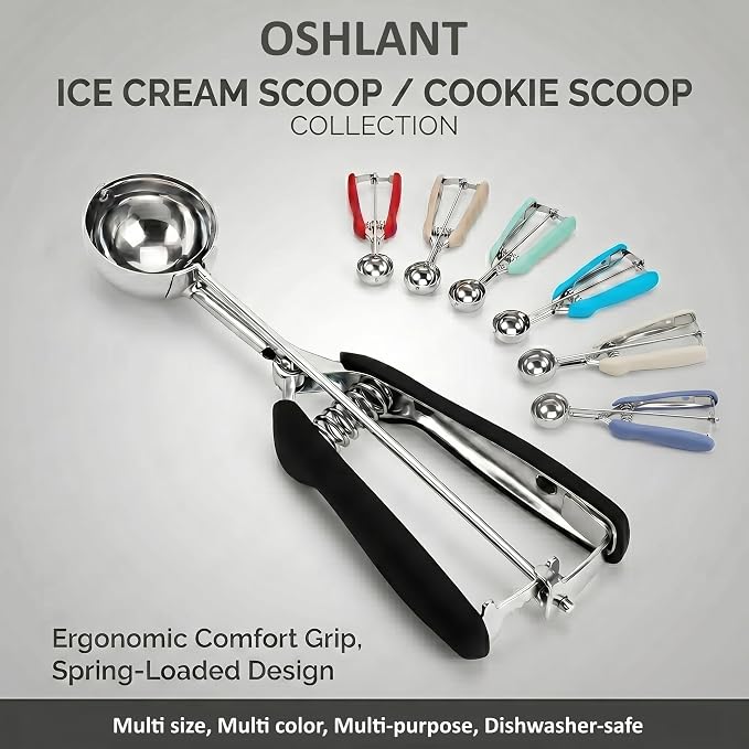 Ice Cream Scoop, 18/8 Stainless Steel Cookie Scoop, Cookie Scoops for Baking, 1.5 Tbsp/ 23ml/ 0.7 oz Cookie Dough Scoop, Ice Cream Scooper with Trigger Release, Cookie Scooper for Baking
