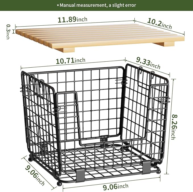 Wire Storage Basket for Kitchen Pantry: GGIU Stackable Kitchen Counter Organizers - Wire Organizing Bin for Produce Fruit Vegetable Potato and Onion Black
