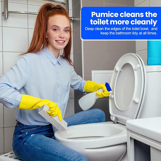 6 Pack Pumice Stone Toilet Bowl Cleaner, Pumice Stone for Cleaning | Scouring Stick Removes Hard Water Ring & Rust Stain, Easy to Shape Powerfully Cleans Toilets, Ceramic, Grill, Tub, Pool, Sink
