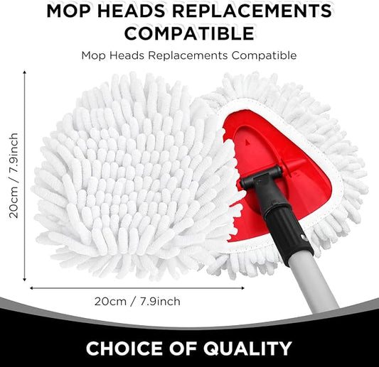 3 Pack Chenille Mop Heads Replacements Compatible with 1 Tank System Chenille Duster Replacement Heads Microfiber Spin Mop Refill Pads Reusable Dust Refills for Floor Cleaning (White)