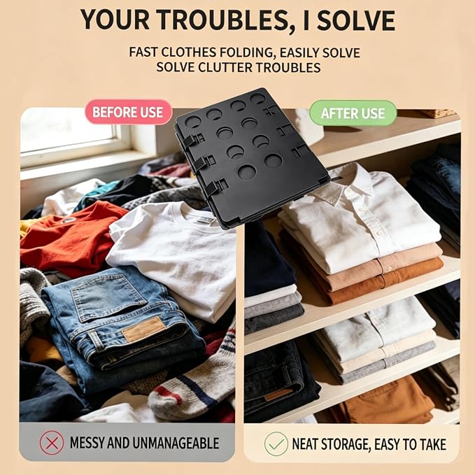 T Shirt Folding Board 26.37"x22.04" Laundry Shirt Folder Board for Adults | Adjustable PP Plastic Clothes Folding Tool with Buckle, Easy Fast Fold Uniform Size Space Saving Durable Laundry Sorter Black