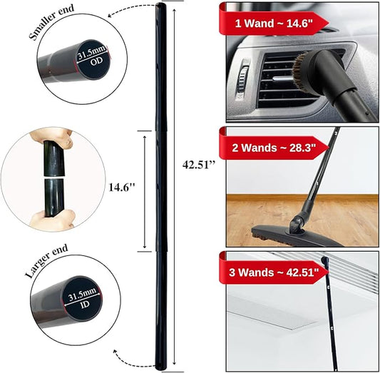 Universal Vacuum Attachments Hardfloor Brush and Replacement Accessories for Vacuum Cleaners - Horsehair Hardwood Floor Attachments and Vacuum Hose Adapter Kit - Vacuum Attachments for Car Detailing