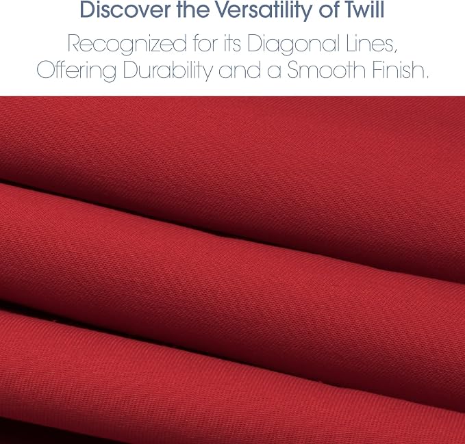 Pico Textiles 10 Yard Bolt Red Poly Cotton Twill Fabric | 60" Wide, 65% Polyester / 35% Cotton, Medium Weight, Perfect for Pants, Jackets, Skirts and Work Uniforms, Sold by the Yard
