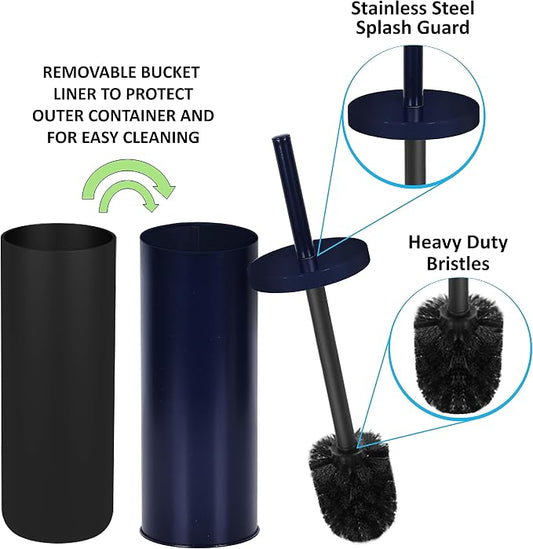 Deep & Sturdy Toilet Bowl Brush with Holder - Durable Scrubbing - Toilet Cleaners - Household Essentials - Bathroom Cleaner - Cleaning Supplies - Household Supplies, Matte Navy