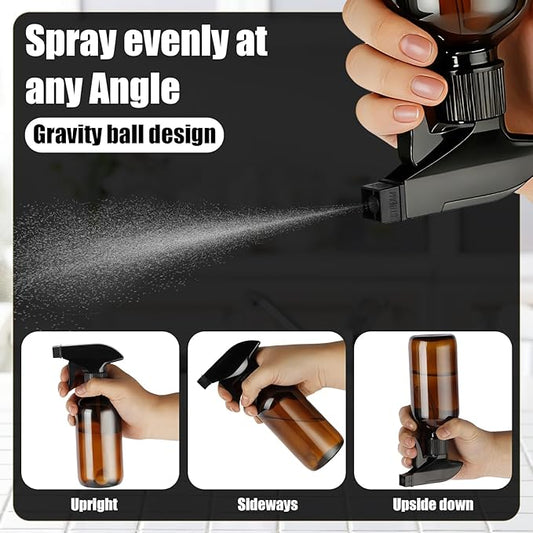 Caija-H 2 Pack Glass Spray Bottles for Cleaning,8oz 240ml Spray Bottle with Weighted Ball Straws 360° Any Angle Mist Sprayer for Kitchen Plants Pets Hair Water Mister (Amber)
