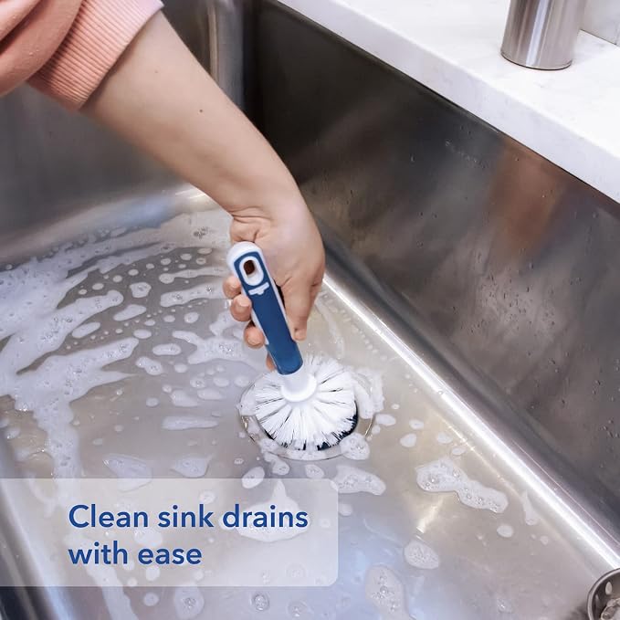 Unger Sink and Dish Scrub Brush, Kitchen Washing Scrubber for Hard-to-Reach Corners, Small Cleaning Supplies, Non-Scratch Bristles, Glassware, Pots, Pans, Tumblers, Drains, and Disposals (Pack of 10)