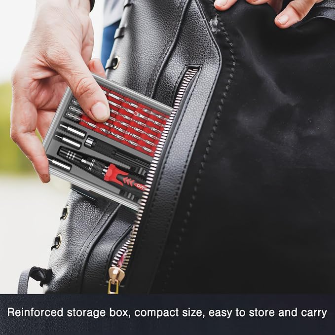 ORIA Precision Screwdriver Kit, Mini Screwdriver Set, 61 in 1 with 57 Bits Repair Tools with Flexible Shaft, Extension Rod for Mobile Phone, Smartphone, Tablet, PC, Red