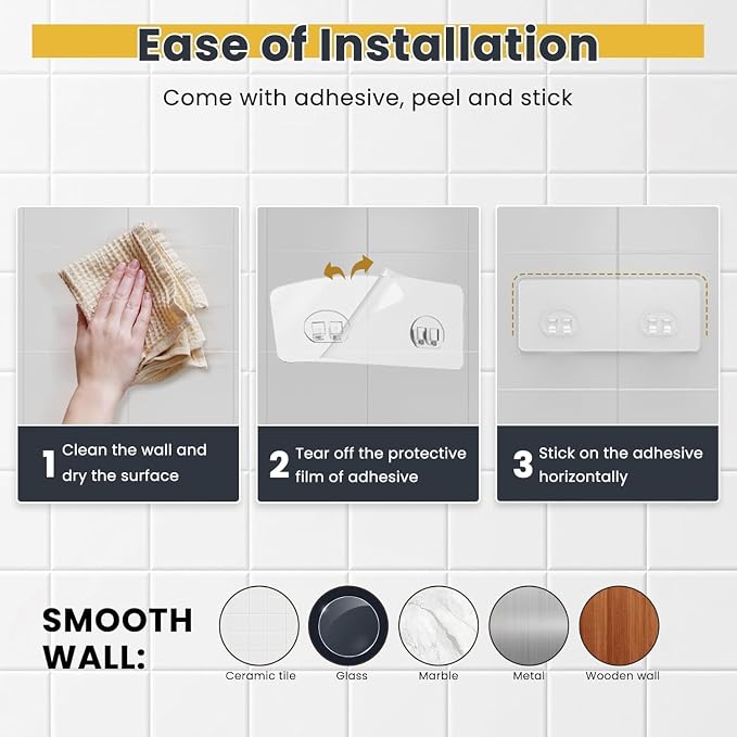 OMAIRA 3-Pack Shower Caddy with Soap Holder, Adhesive Rustproof No-drill Strudy Loading Inside Shower Organizer Shelves Rack Storage Bathroom Organization for Smooth Wall Glass Tile, Black (XX-Large)
