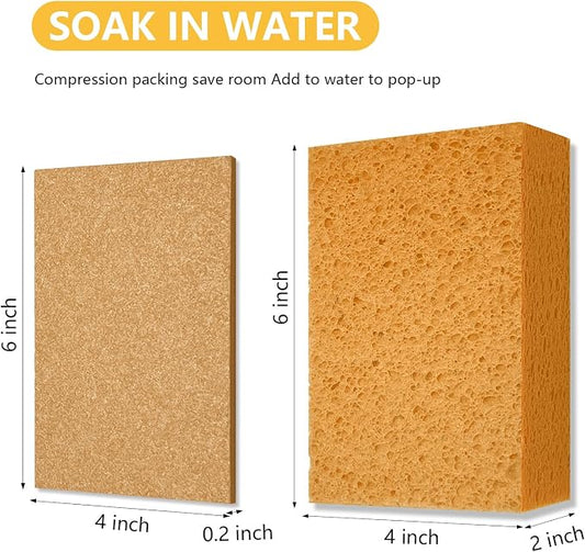 Car Wash Sponges, 3 Pack Extra Thick Large Cleaning Sponge Multi-Purpose for Bathroom Kitchen Bike Boat, Large Size Sponges 4'' X 6'' (Yellow)