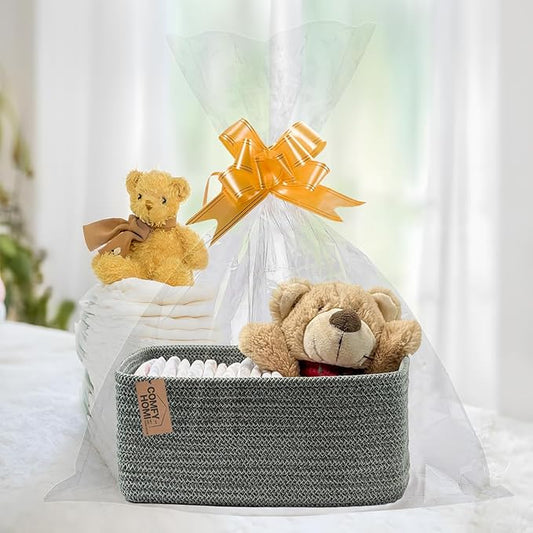 COMFY-HOMI 13" x 8.5" x 5.1" Storage Baskets for Organizing | Cotton Rope Woven Basket | Toy Storage Bin Box | Basket for Shelves, Closet Organizer Bin, Decorative Closet Shelf, 1 Pack, green