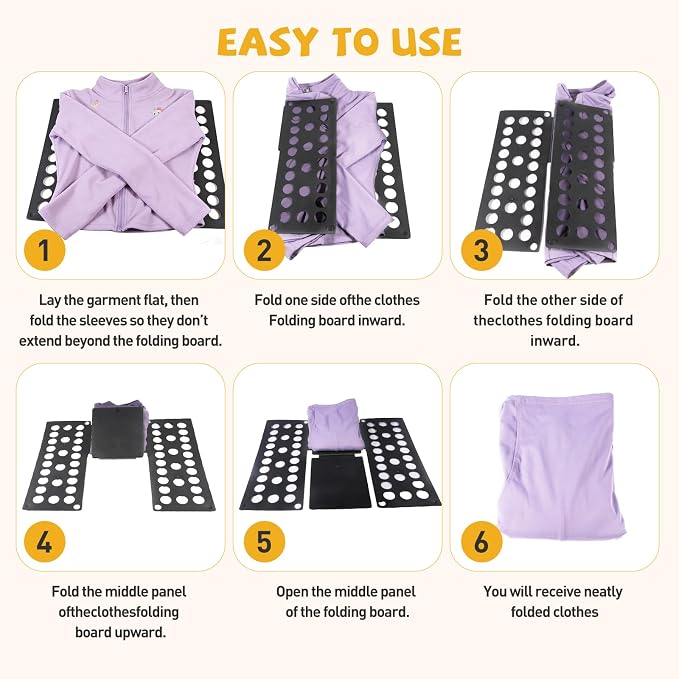 Kids Clothes Folding Board for Kids Ages 1–7 (Up to 48″), Portable Tshirt Folder Board for Children – Teach Your Child to Folding Clothes Easily