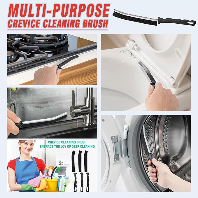 Crevice Cleaning Brush Set, Hard Bristle Gap Scrubber Tools for Bathroom Grout, Window Tracks & Shower Doors, Deep Cleaning Home Essentials & Practical Housewarming Gifts