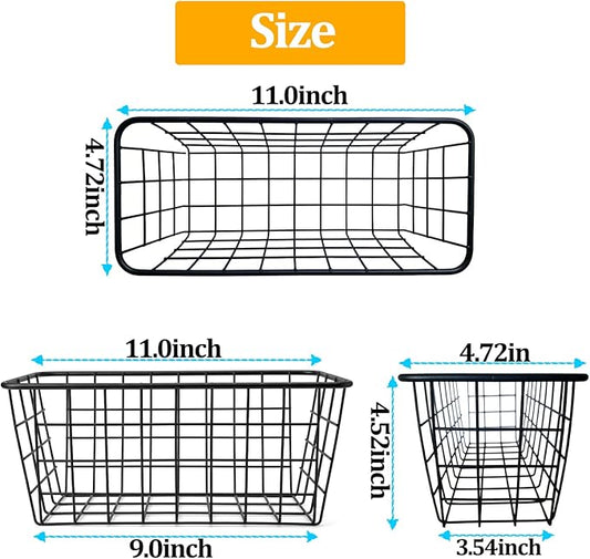 2 Set Adhesive Hanging Wall Basket Inside Cabinet Door Organizer,Wall Storage Basket-No Drilling Adhesive wall Basket for Cupboard Door,Space-Saving Small Hanging Baskets for Wall Mount Storage,Black